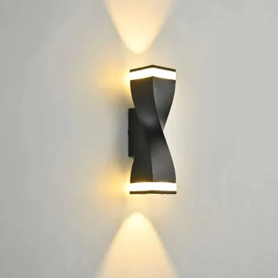 IP65 Waterproof Aluminum LED Outdoor Wall Light Spiral Up-Down Sconce Modern Minimalist Black/Gold Black Gold Exterior Lighting