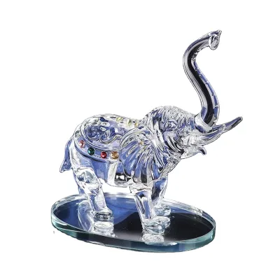Newest Designed Fantastic Elephant Crystal Figurines Carved Animal with Small Diamond for Wholesale