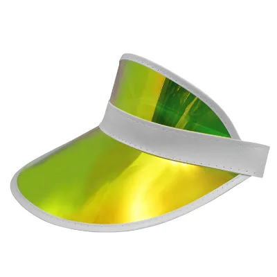 Summer Outdoor Beach Holographic Laser PVC Plastic Sun Hat UV Protection Sun Plastic Visor Cap