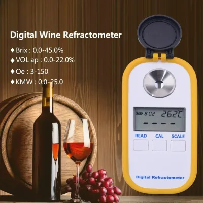 New Digital Optical Refractometer DR401 & THE01651 Wine Juice & Honey Testing Tool Brix 0.0-45.0%