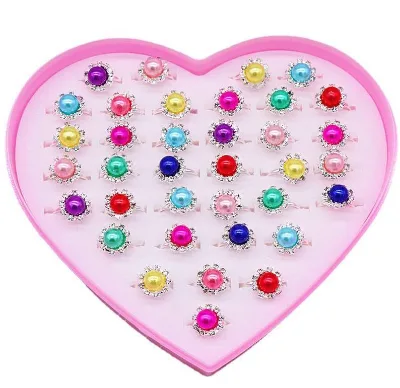 Children's Plastic Ring Gift Set with Love Box Eco-friendly Adjustable Princess Rings Vending Capsule Machine