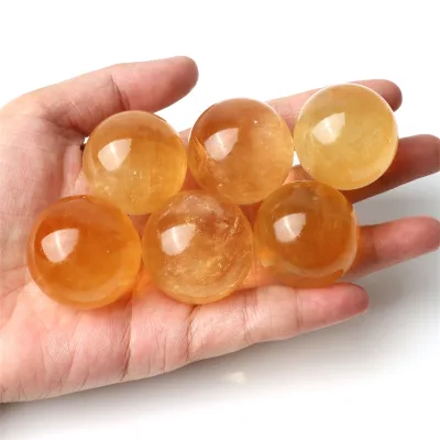 Wholesale Natural Honey Calcite Sphere High Quality Small Yellow Calcite Balls