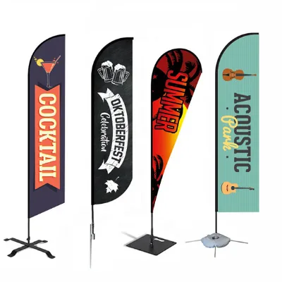 Custom Feather Flag with Pole Kit Cross Base Ground Spike Water Bag Carry Bag Advertising Beach Flag for Outdoor Business Events