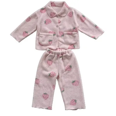 Children's Thickened Double-Sided Flannel Jacquard Plush Housewear Set Girls Coral Pantsuit Long Sleeve Fleece Pajamas Sets