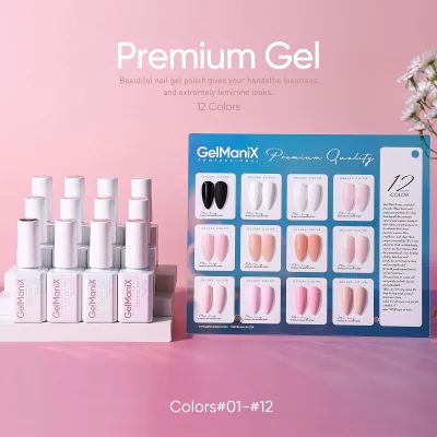 For GMX-Premium Gel-01-12 15ml UV LED Gel Polish Custom Logo Eco-Friendly Non-Toxic Formula Long-Lasting Nail Bottle