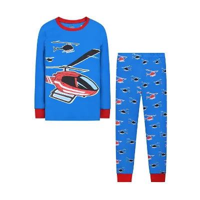 Baby Children's Long Sleeve Summer Pajamas 2 Pieces New Design Cotton Ribbed Sleepwear Custom Wholesale Kids Pajamas Suit