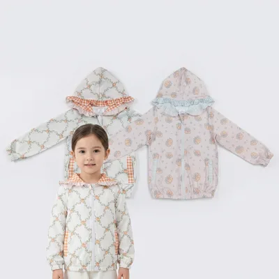 Boutique Children Fall Tops Baby Girls Kids Long Sleeves Pumpkins Flower Zipper Coat