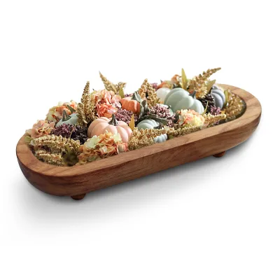 Rustic Artisan-Crafted Wooden Dough Bowl Organic Modern Style With Unique Four-Legged Base Versatile Home Decorative Tray