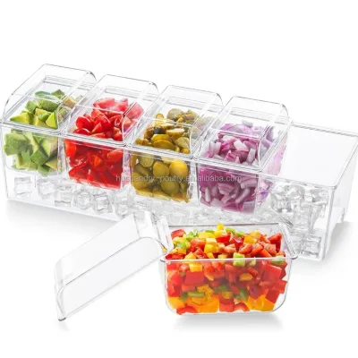 Kitchen 5 Compartment Condiment Server Caddy Serving Tray Container