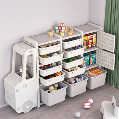 Plastic Children Toy Storage Cabinets Large-Capacity Car Shape Toy Shelf Teen Oyuncak Rangement Jouet Organizer Kids' Book Shelf