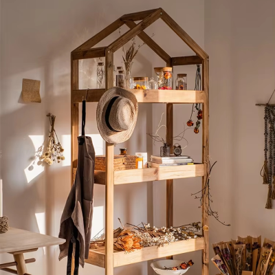 Recycled Wood Living Room Bookshelf, Multi-functional Shelving