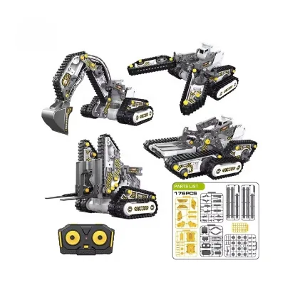 STEM Toy 4 in 1 Assembled RC Toy DIY Excavator Programmable Truck Educational Toys Building Block Vehicle Remote Control Car