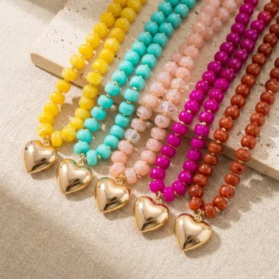 Minimalist Bohemian Commuter Accessory Colorful Natural Stone Geometric Beaded Necklace Personalized Elegant Chic