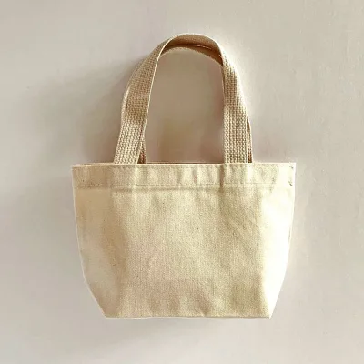 Whlsale 12oz Extra Small Canvas Fabric Tote Gift Bag Blanks Wedding Welcome Favor Cotton Bags with Weebing Handle