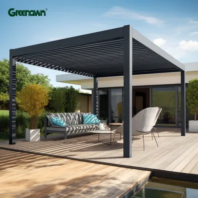 Motorized Outdoor Garden Awning Folding Louver Aluminium Pergola Building