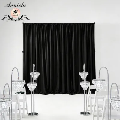 Modern 10ft Black Polyester Fabric Ceiling Drape Curtain for Exhibition Trade Show Booth Event Party Wedding Backdrop Decoration
