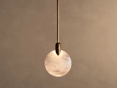 Single Light Round Alabaster Globe Pendant Lamp Natural White Alabaster Shade Brass Ceiling Pendant for Dining Room