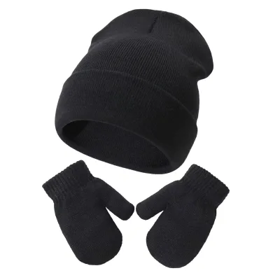 Cheap Kids Winter Beanie and Gloves Set Knitted Magic Gloves Cold Weather Unisex Hat for Boys Girls Winter Gift