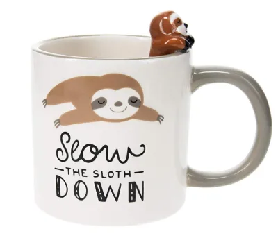 ceramic Slow Sloth Gray 17oz Dolomite Coffee Cup Mug, 1 Count