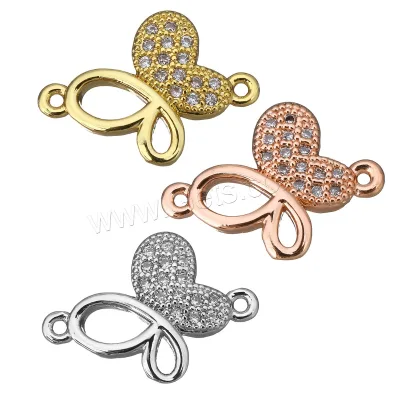 Bling Jewelry Supplies Gold Plated CZ Pave Butterfly Charm Connectors for Bracelet Necklace Jewelry Making