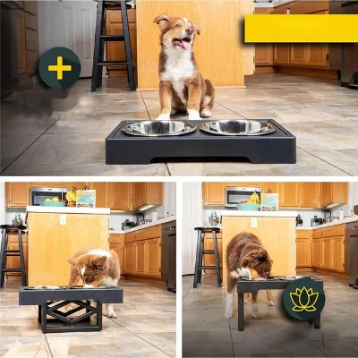 Adjustable stainless slow feeder pet bowl