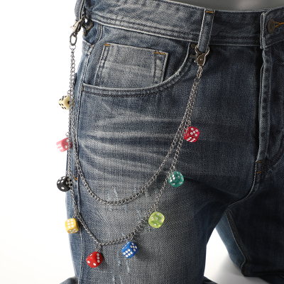 Hip Hop Dice Pants Chains Casual Wearing Fashionable Jewelry Accessories Gifts Street Jewelry Cube Pendant Pocket Chain