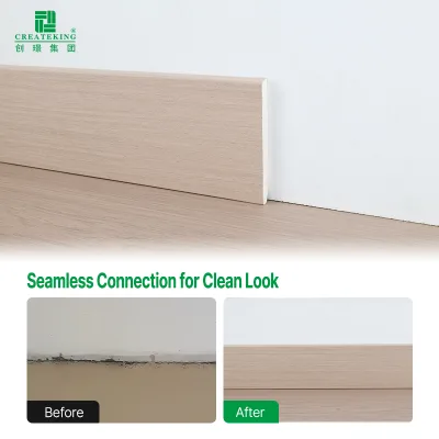 2400x100x10mm Waterproof WPC Skirting Board Wood Grain Interior Wall Plinth Moulding