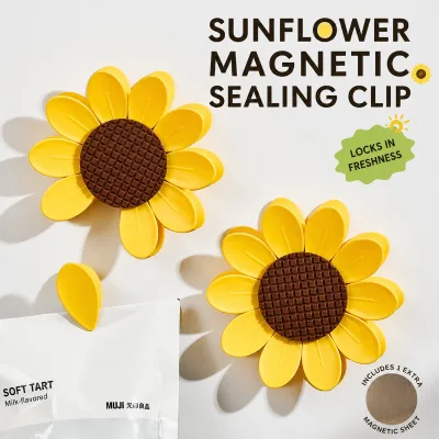 Sunflower Shaped Magnetic Reusable Sealing Clip for Refrigerator Sticker Snack Bag Moisture-Proof Fresh-Keeping Multi-Purpose