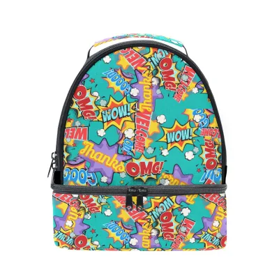 Attractive Cute Tie Dye Shape Insulated Small Cooler Brown Lunch Bag for Kids