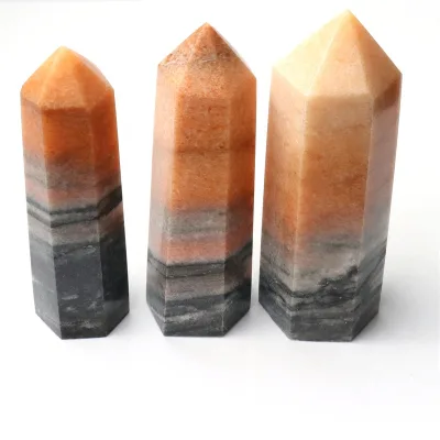 Wholesale natural large size crystal towers sunstone quartz point for home decor