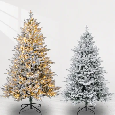 Factory Wholesale 4ft 5ft 6ft 7ft 8ft 9ft Meter Flocked Indoor Christmas Tree Snow-shedding Simulated PE Mixed Tree