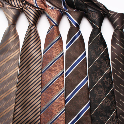 New Brown Series Striped Necktie for Men Retro Business Fashion Dot Polyester Tie Wholesale