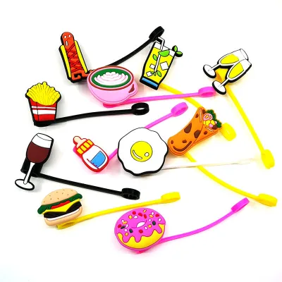 Hot Selling Halloween Christmas Straw Tips Multicolored Soft Silicon PVC Tumbler Straw Topper
