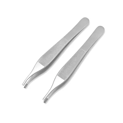 Stainless Steel Silver Cartilage Forceps Toothed Tissue Forceps Round-Groove Non-Injurious Nasal Plastic Surgery 12.5cm Dental