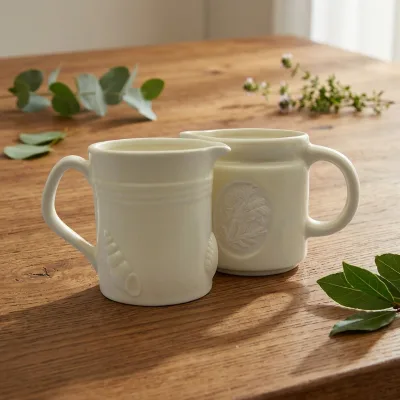 Beige Stoneware Milk Ceramic Thermos Jug