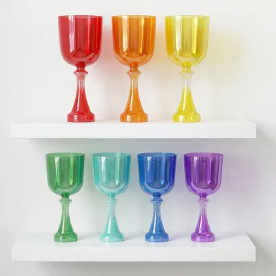 Quartz sound therapy instrument, colorful relaxation music cup, crystal cup, meditation music, ethereal instrument, holy cup