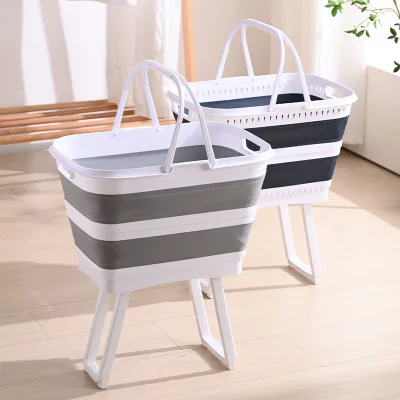ZD55 Item Non Bending Waist Belt Bracket Folding Dirty Clothes Basket 26L Hand-held Hollow Dirty Clothes Basket Wholesale