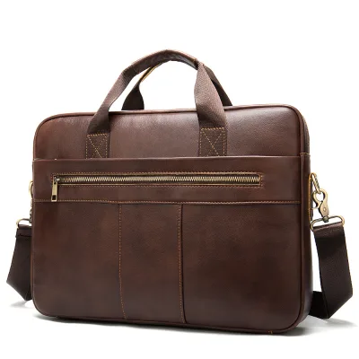 Customizable Retro American Vintage Crossbody Briefcase Large Capacity Genuine Leather Bag for Men