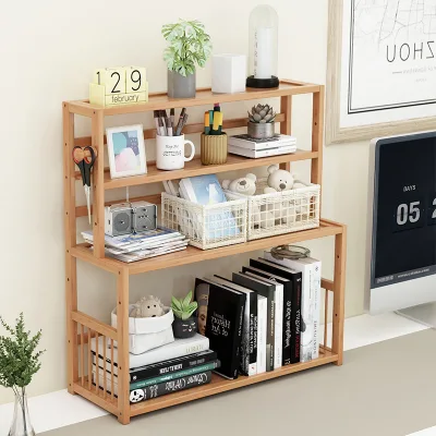 3 Tier Multi-purpose Countertop Organizer Bamboo Counter Storage Shelf Rack for Spice, Soap,book with Adjustable Shelf Cabinet