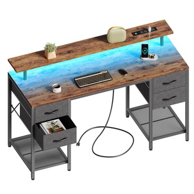 Small Desk With Drawers 40 Inch Desk With Drawers and Shelves Computer Computer Desk With Storage- Customization