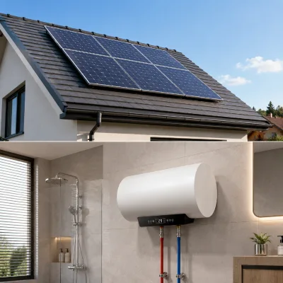 Energy Saving Split Type Photovoltaic Water Heater Metal Housing PV Panel for Outdoor Garage Use Whole House Hot Water Supply
