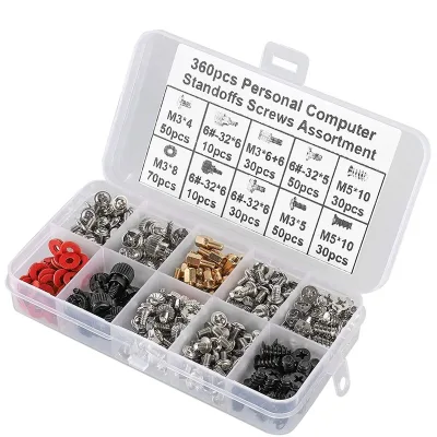 360PCS Personal Computer Screw Pc Case Screws Motherboard Standoffs for Hard Drive Pc Case Motherboard Fan Power Graphic