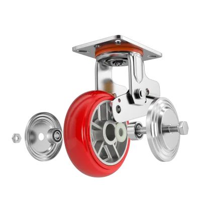 4/5/6/8inch Pu Wheel Double Bearing Spring Loaded Shock Absorber Caster Swivel Wheel