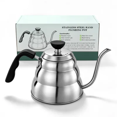1000ml 304 Stainless Steel Gooseneck Pour Over Coffee Kettle Barista Drip Tea Pot with Anti-Scald Handle for Stove Induction