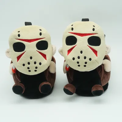 New Hot Selling PVC Outsole Abstract Totem Plush Friday the 13th Killer Puzzle Punk Style Warm Slippers for Home Use