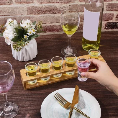 Wall Mounted Hanging Wooden Bamboo Eco-Friendly Minimalist Design Wine Glasses Bottle Holder Display Rack Customizable Size