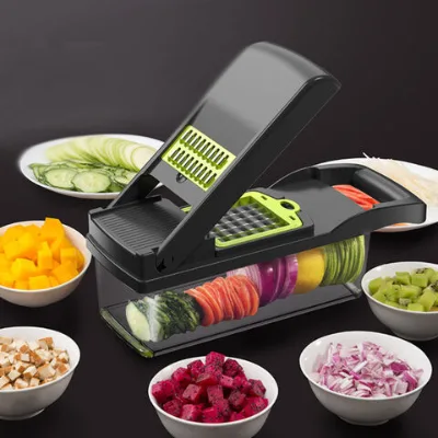 8 Blades Versatile Vegetable Slicer, Onion Mincer Chopper, Cutter, Dicer, Egg Slicer with Container