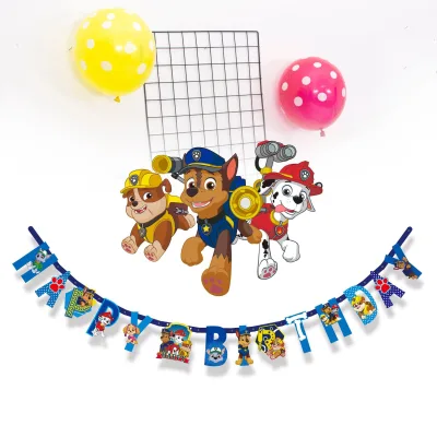 FU XIN Dog Patrol Kids Birthday Party Supplies Topper Cake Happy Birthday Banner for Child Birthday Decoration