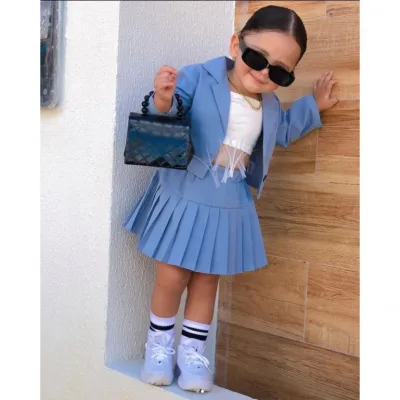 HANO 2023 Toddler Girls Wholesale Children's Two-piece Sportswear Jogging Set Solid Color Short-sleeved Clothing Boutique