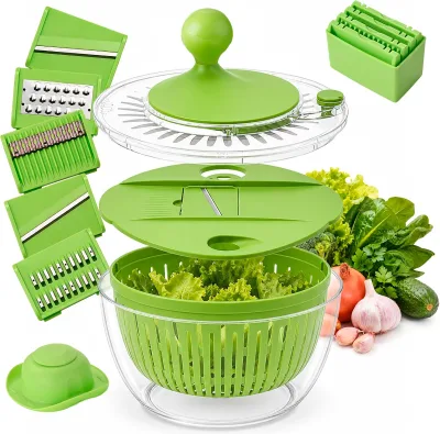 New Arrivals Salad Spinner Vegetable Washer Dryer Drainer Strainer with Bowl Colander Multi-Use Lettuce Spinner
